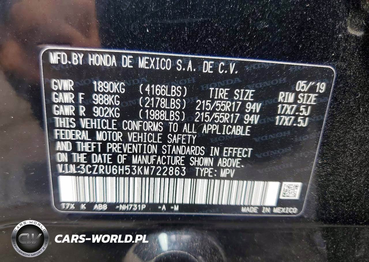 2019 Honda Hr-V Ex VIN:3CZRU6H53KM722863 - 12