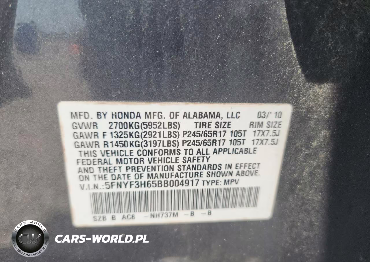 2011 Honda Pilot Exl VIN:5FNYF3H65BB004917 - 13