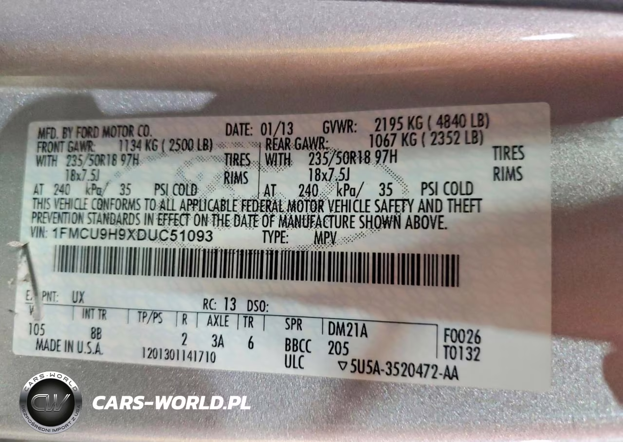 2013 Ford Escape Sel VIN:1FMCU9H9XDUC51093 - 13