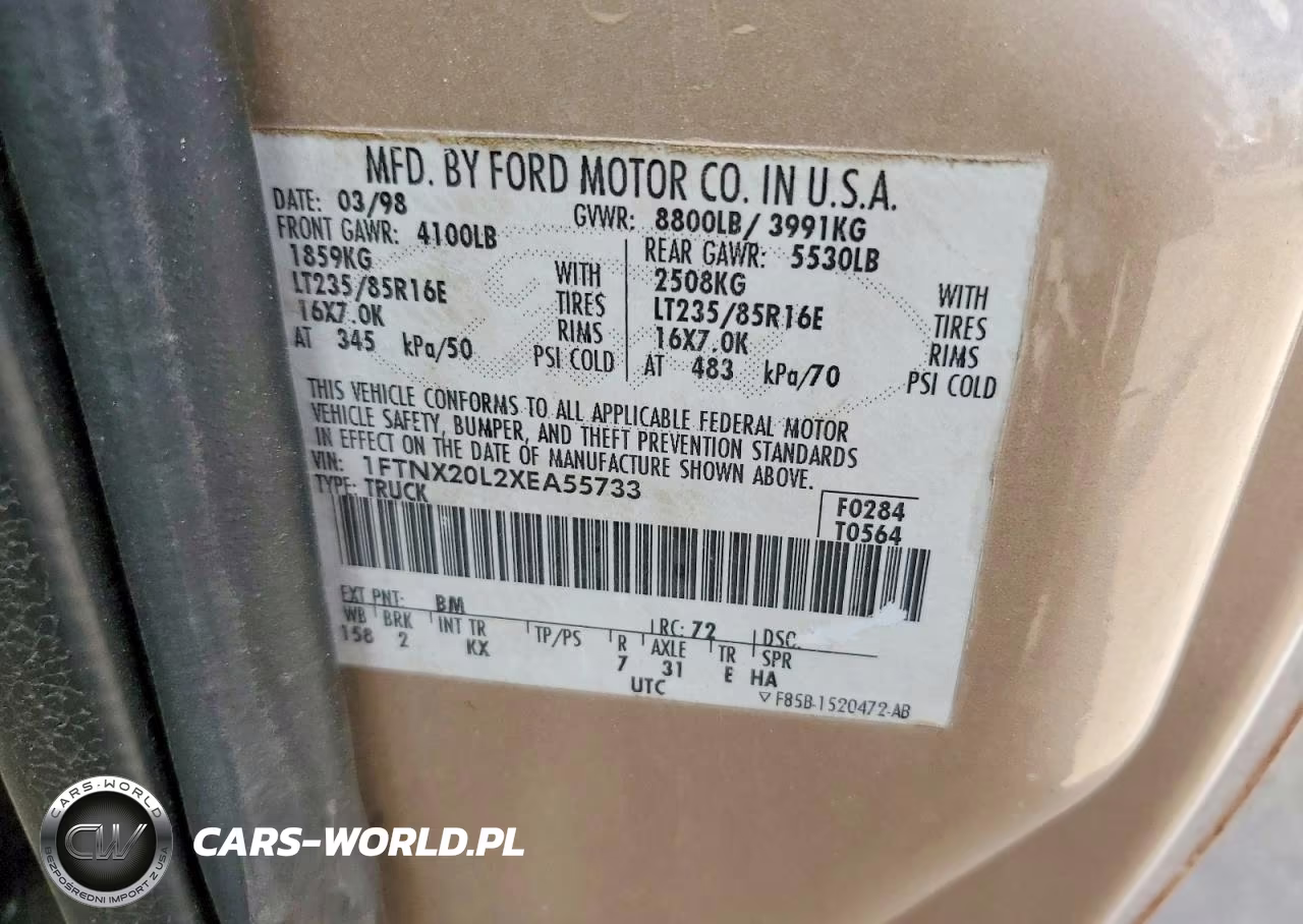 1999 Ford F250 Super Duty VIN:1FTNX20L2XEA55733 - 12