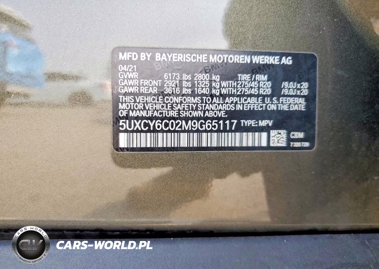 2021 BMW X6 xDrive40I VIN:5UXCY6C02M9G65117 - 14