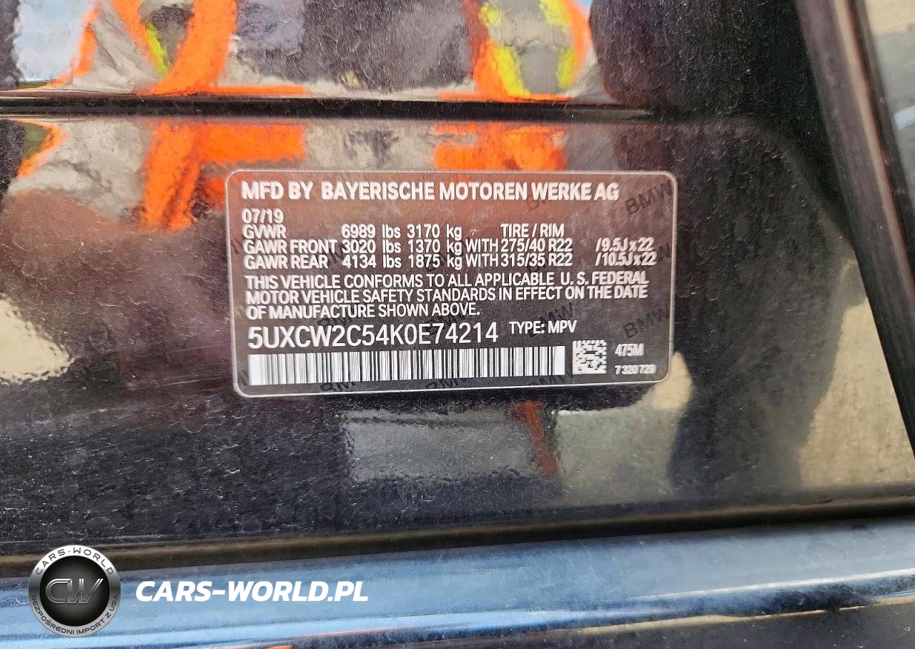 2019 BMW X7 xDrive40I VIN:5UXCW2C54K0E74214 - 13