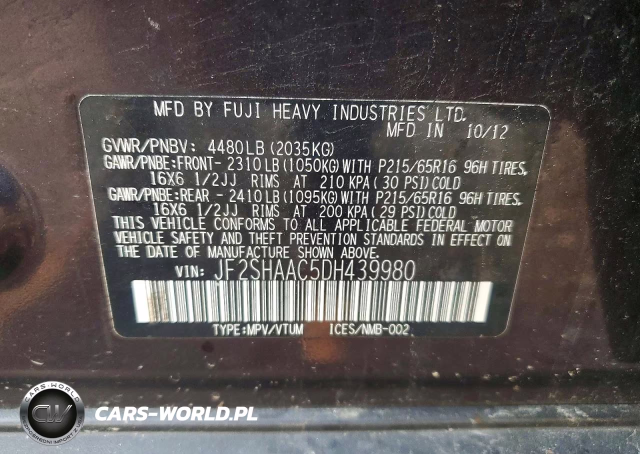 2013 Subaru Forester 2.5X VIN:JF2SHAAC5DH439980 - 13