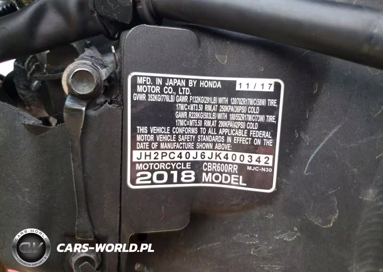 2018 Honda Cbr600 Rr VIN:JH2PC40J6JK400342 - 9