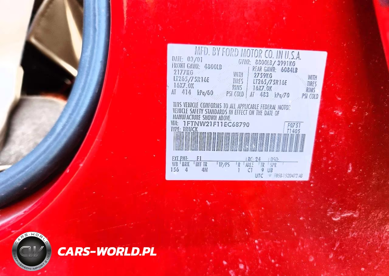 2001 Ford F250 Super Duty VIN:1FTNW21F11EC68790 - 12