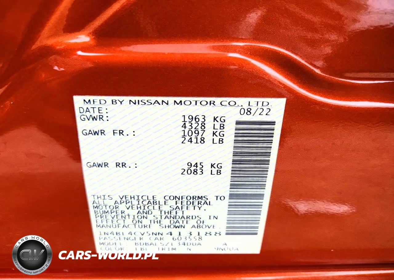 2022 Nissan Altima Sr VIN:1N4BL4CV5NN413188 - 13