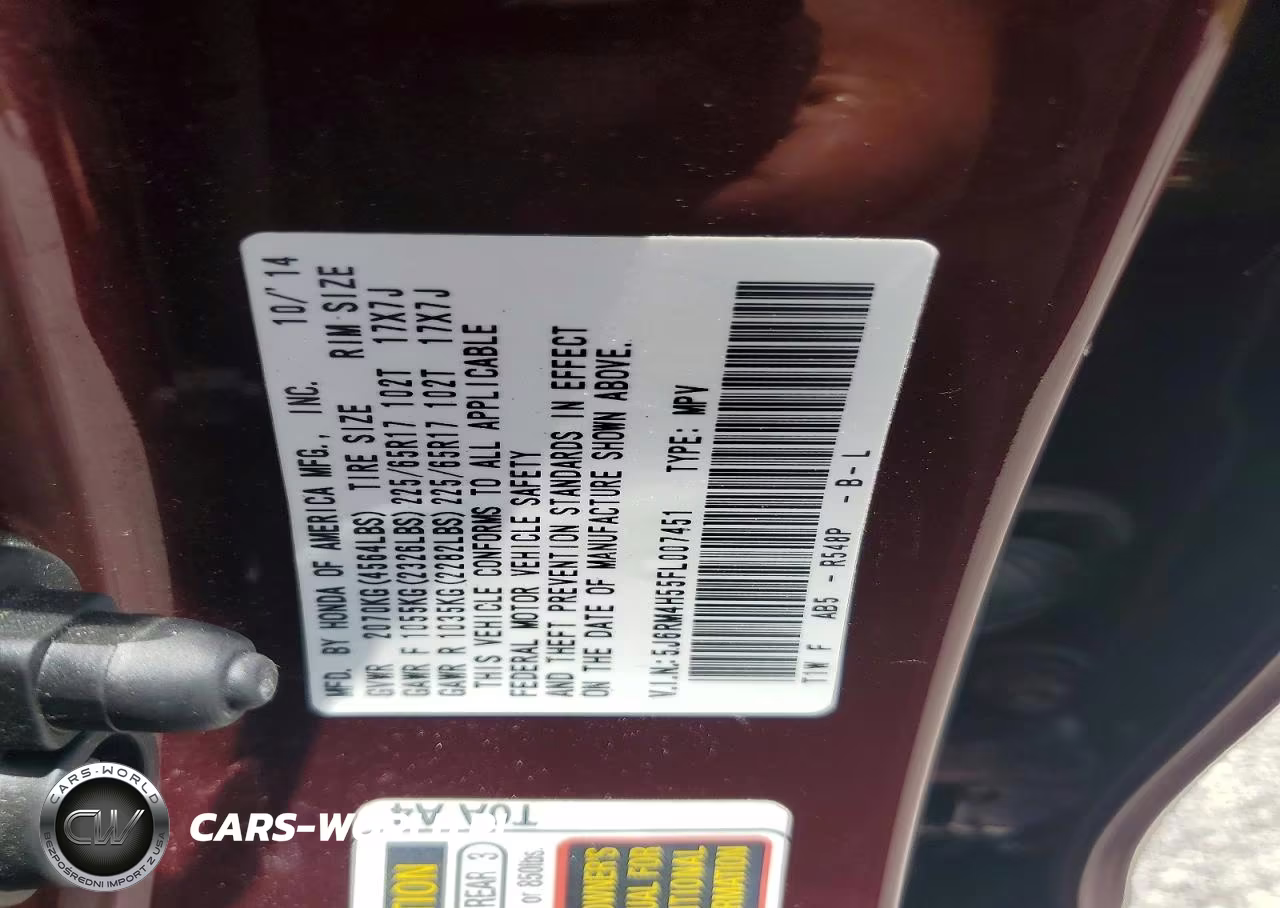 2015 Honda Cr-V Ex VIN:5J6RM4H55FL007451 - 13