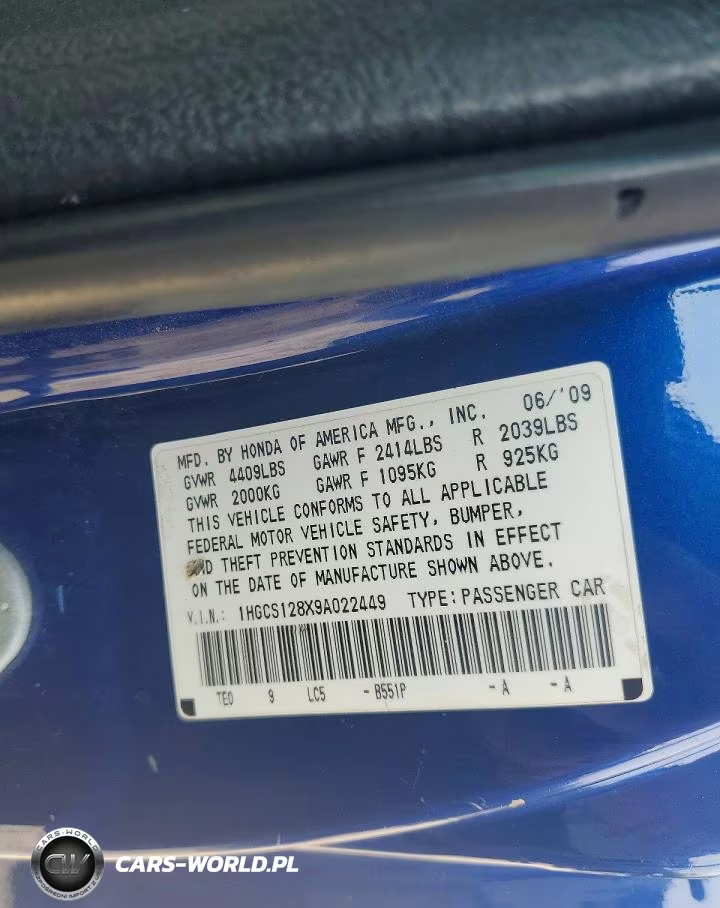 2009 Honda Accord Exl VIN:1HGCS128X9A022449 - 12