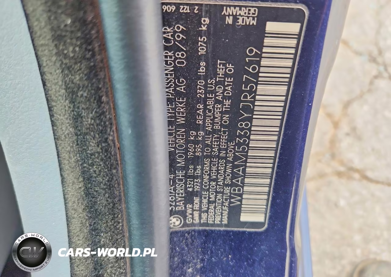 2000 BMW 328 I VIN:WBAAM5338YJR57619 - 12
