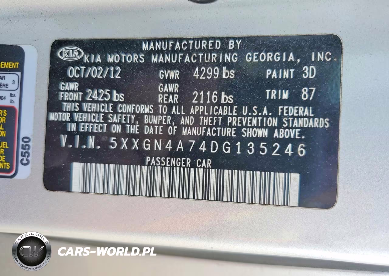 2013 Kia Optima Ex VIN:5XXGN4A74DG135246 - 12