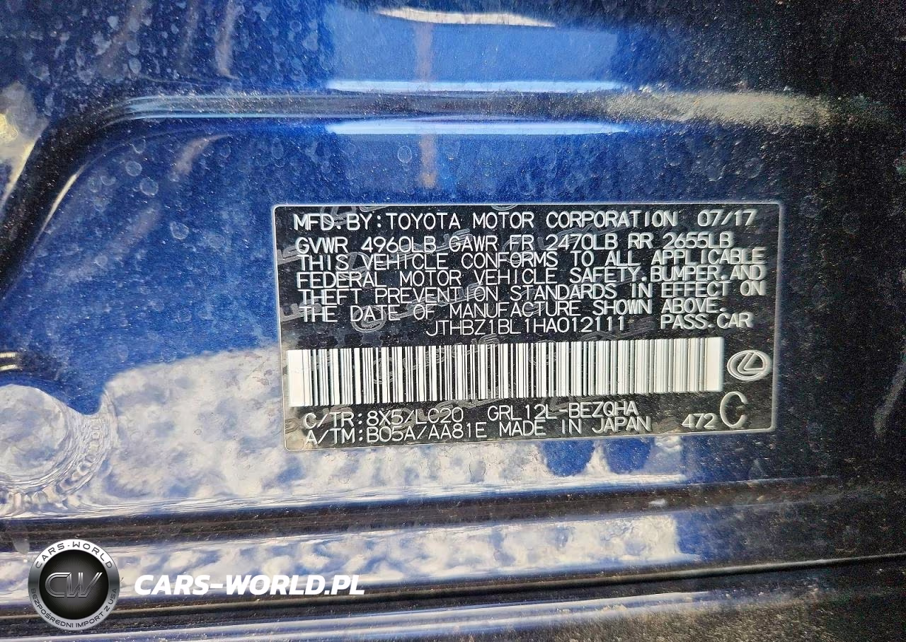 2017 Lexus Gs 350 Base VIN:JTHBZ1BL1HA012111 - 12
