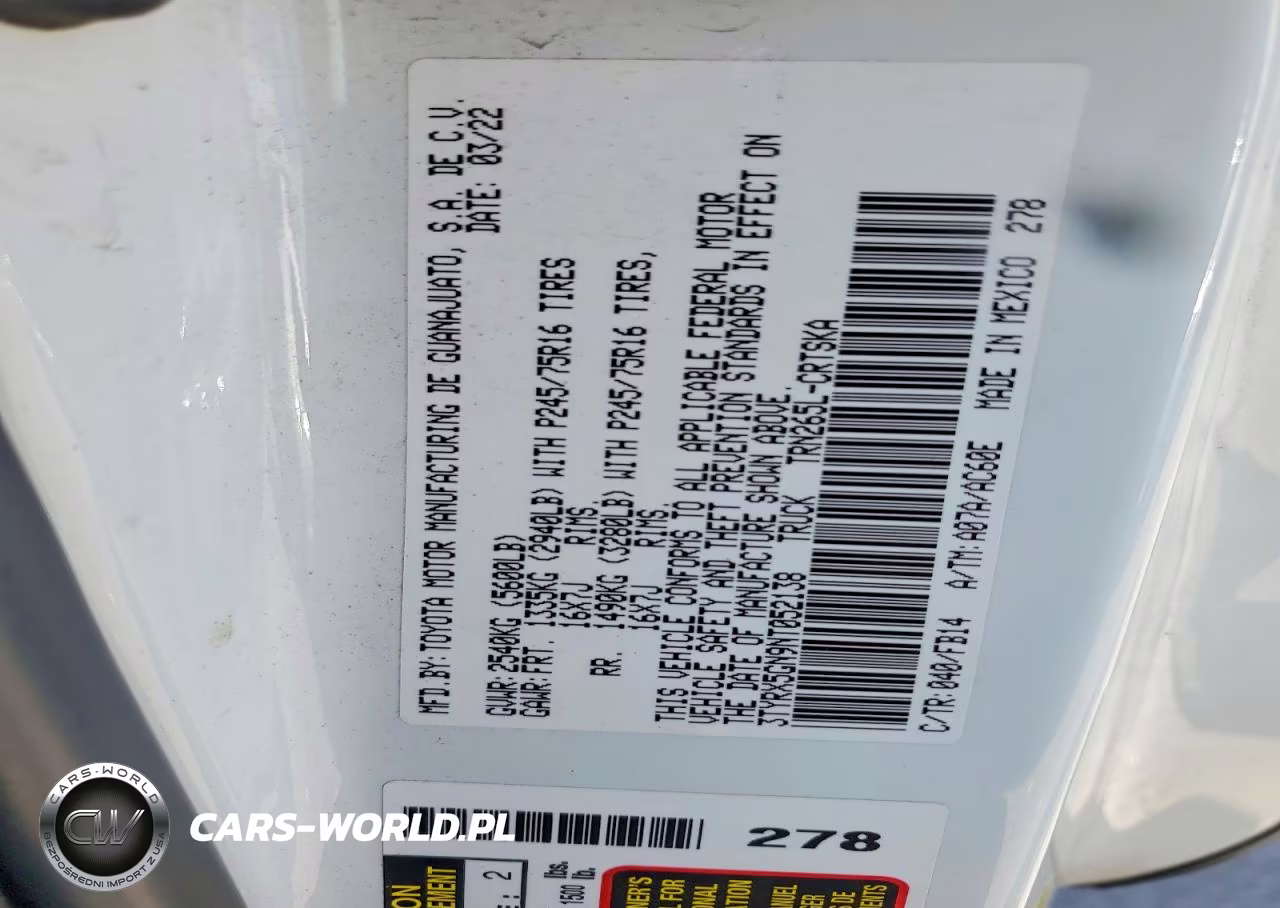 2022 Toyota Tacoma Sr VIN:3TYRX5GN9NT052138 - 12