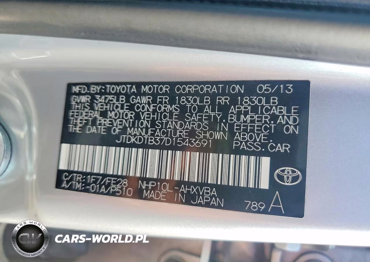 2013 Toyota Prius C One VIN:JTDKDTB37D1543691 - 12
