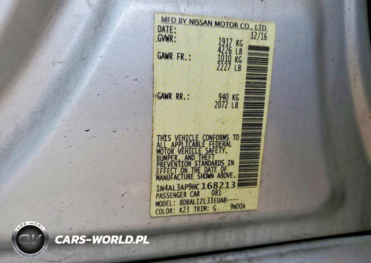 2017 Nissan Altima 2.5 Sv VIN:1N4AL3AP9HC168213 - 12