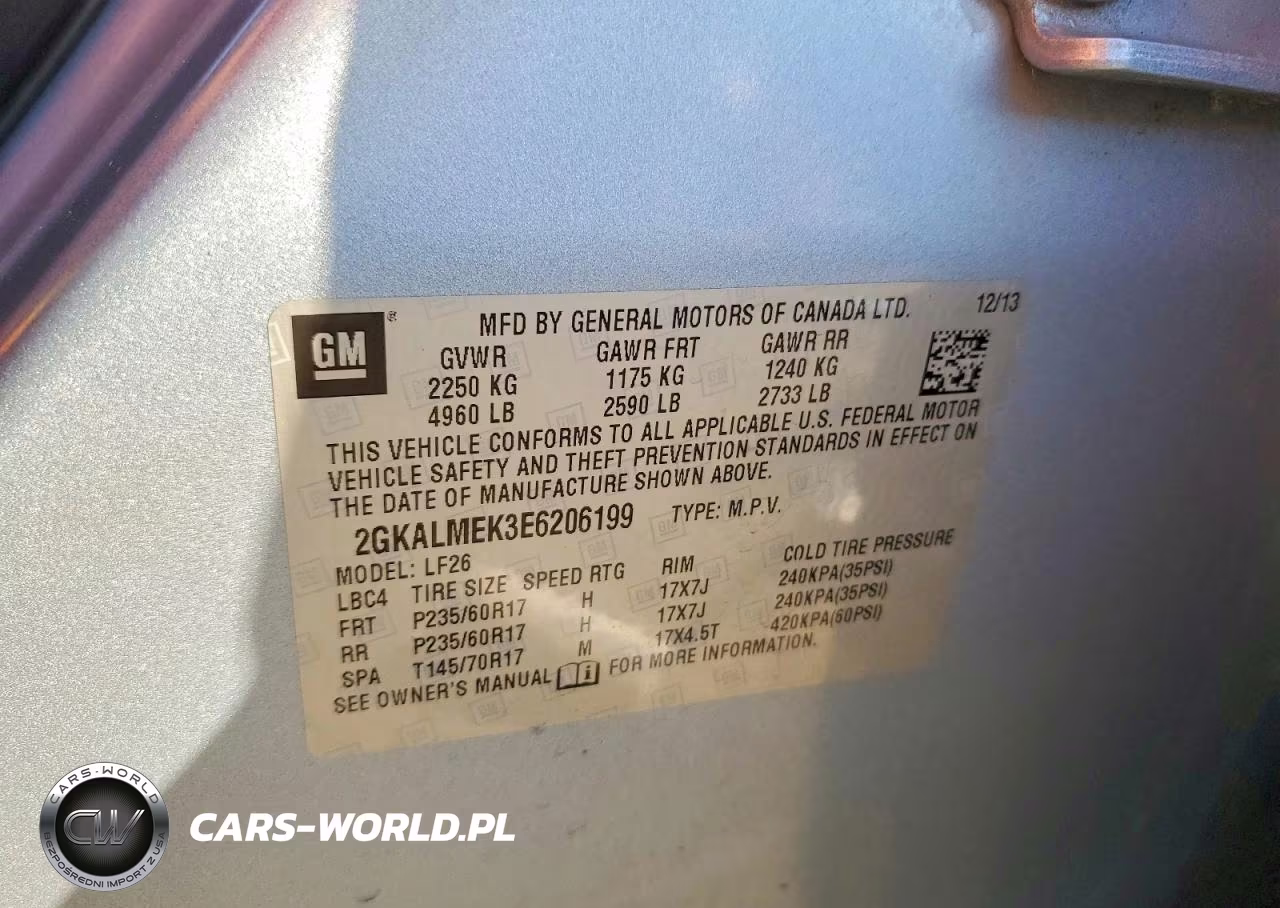 2014 GMC Terrain Sle VIN:2GKALMEK3E6206199 - 13