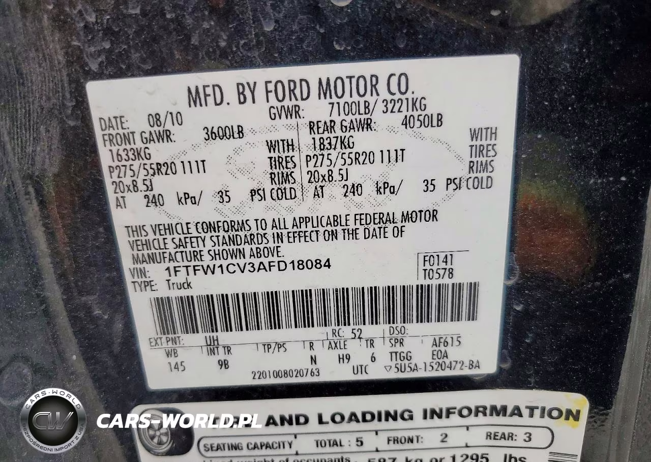 2010 Ford F150 Supercrew VIN:1FTFW1CV3AFD18084 - 12