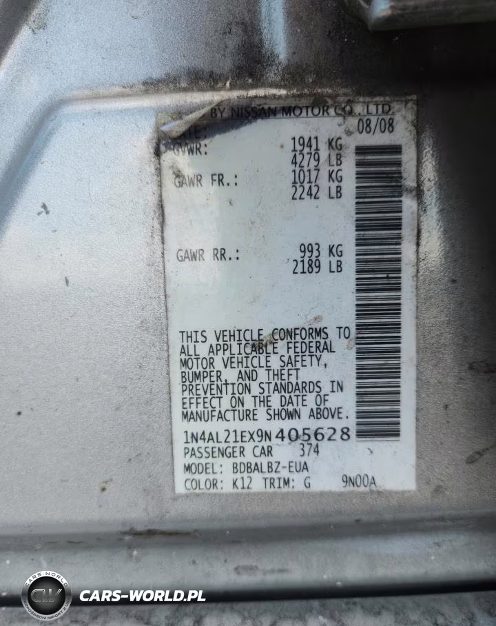 2009 Nissan Altima 2.5 VIN:1N4AL21EX9N405628 - 12