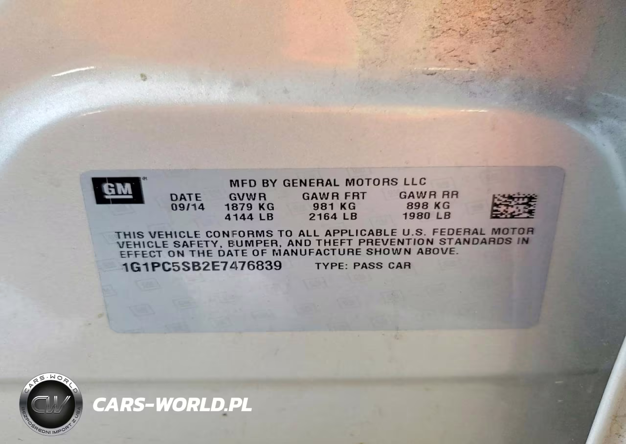 2014 Chevrolet Cruze Lt VIN:1G1PC5SB2E7476839 - 12