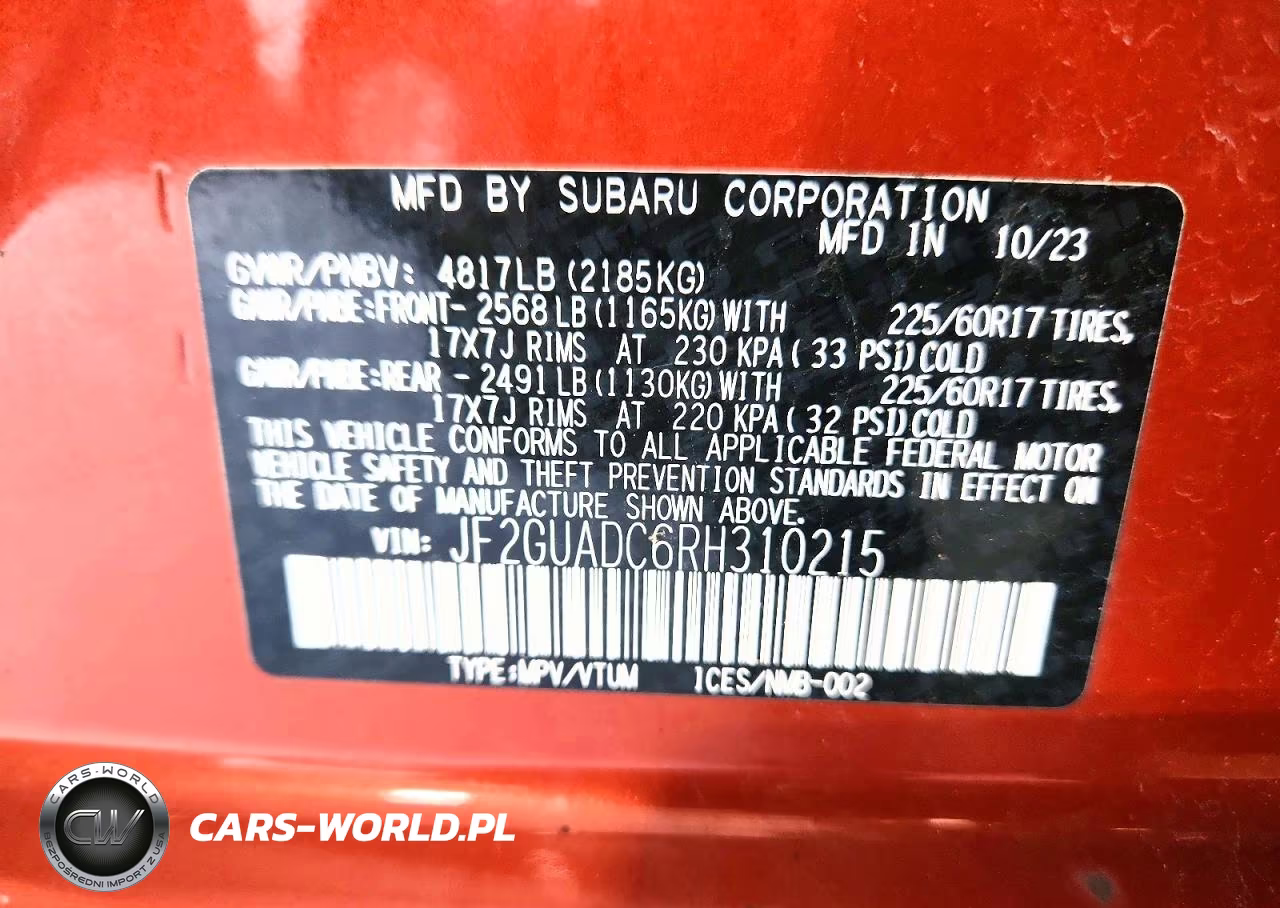 2024 Subaru Crosstrek Premium VIN:JF2GUADC6RH310215 - 12
