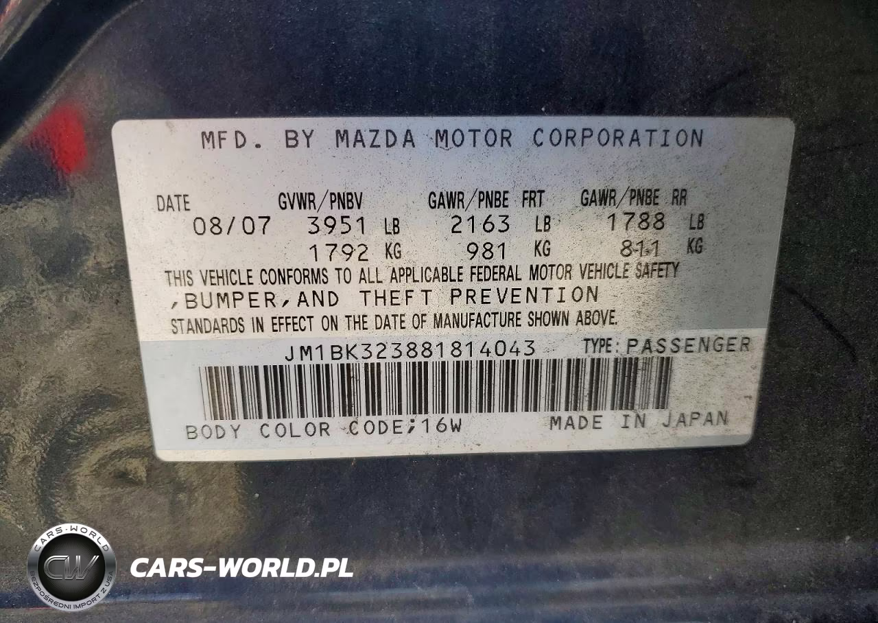 2008 Mazda 3 S VIN:JM1BK323881814043 - 13