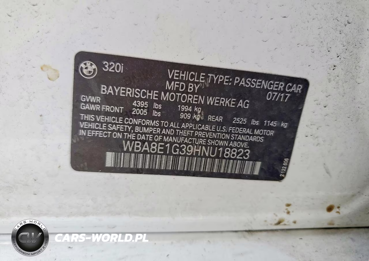 2017 BMW 320 I VIN:WBA8E1G39HNU18823 - 12
