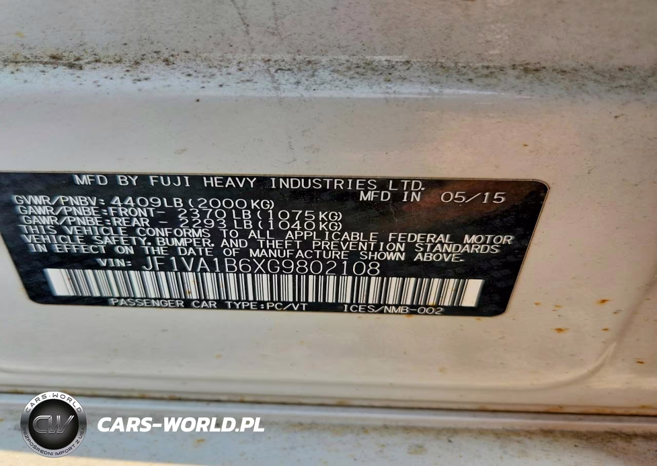 2016 Subaru Wrx VIN:JF1VA1B6XG9802108 - 12