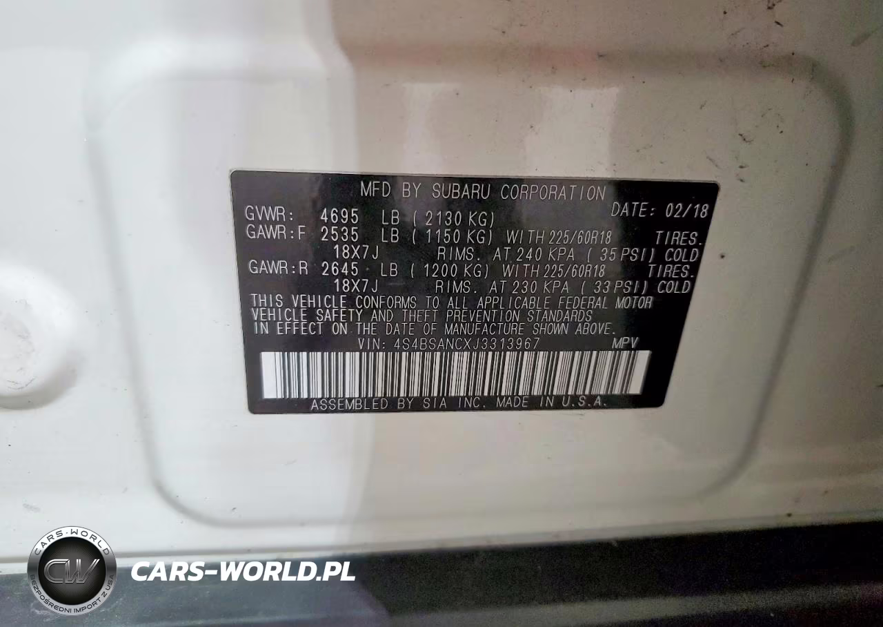 2018 Subaru Outback 2.5I Limited VIN:4S4BSANCXJ3313967 - 13