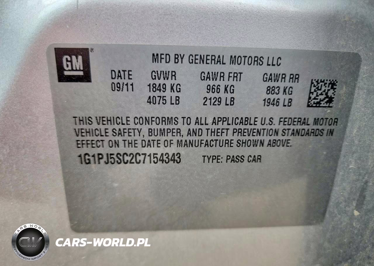 2012 Chevrolet Cruze Eco VIN:1G1PJ5SC2C7154343 - 13