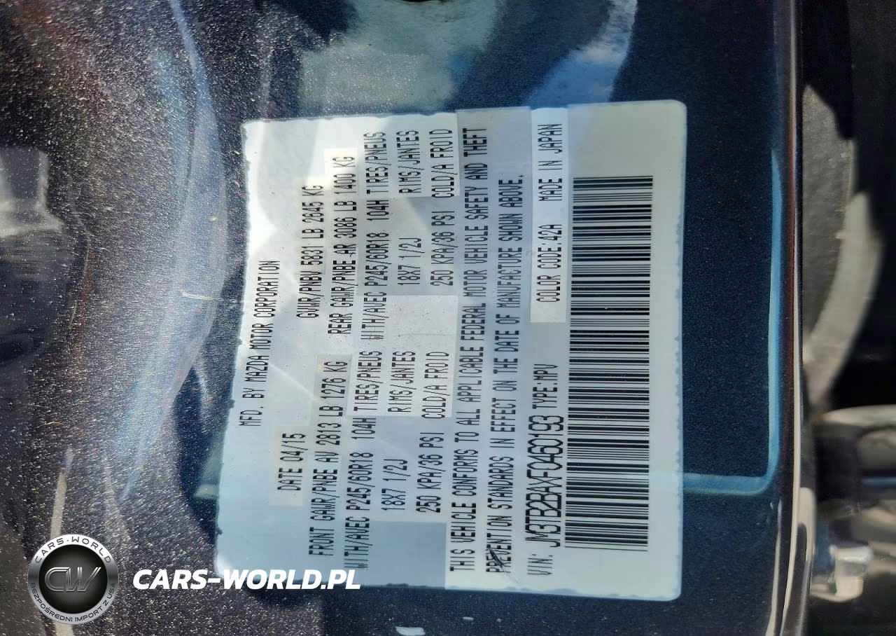 2015 Mazda Cx-9 Sport VIN:JM3TB2BAXF0460193 - 12