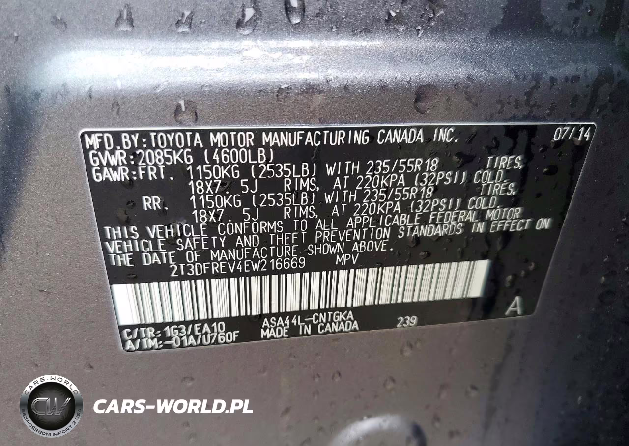 2014 Toyota Rav4 Limited VIN:2T3DFREV4EW216669 - 14