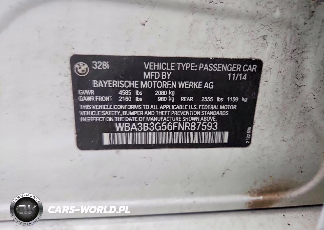 2015 BMW 328 Xi VIN:WBA3B3G56FNR87593 - 13