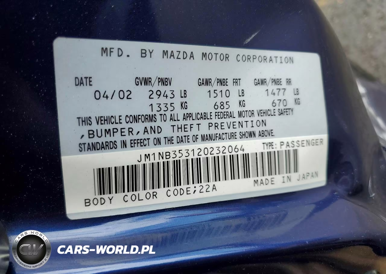 2002 Mazda Mx-5 Miata Base VIN:JM1NB353120232064 - 12