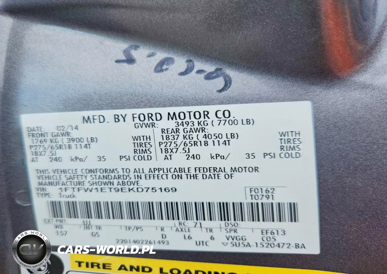 2014 Ford F150 Supercrew VIN:1FTFW1ET9EKD75169 - 13