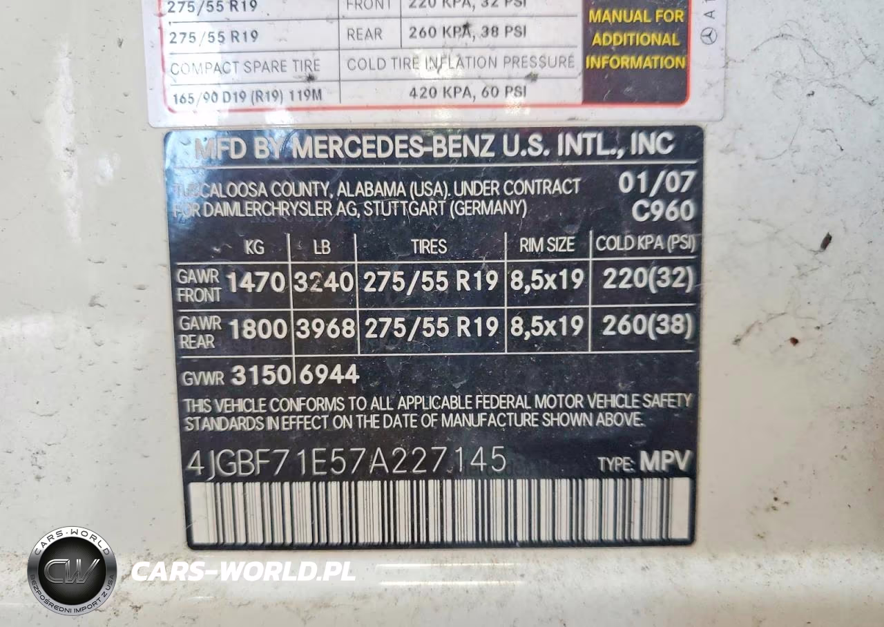 2007 Mercedes-Benz Gl 450 4Matic VIN:4JGBF71E57A227145 - 14