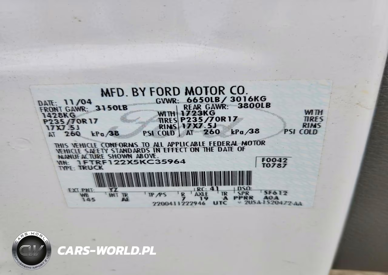 2005 Ford F150 VIN:1FTRF122X5KC35964 - 12
