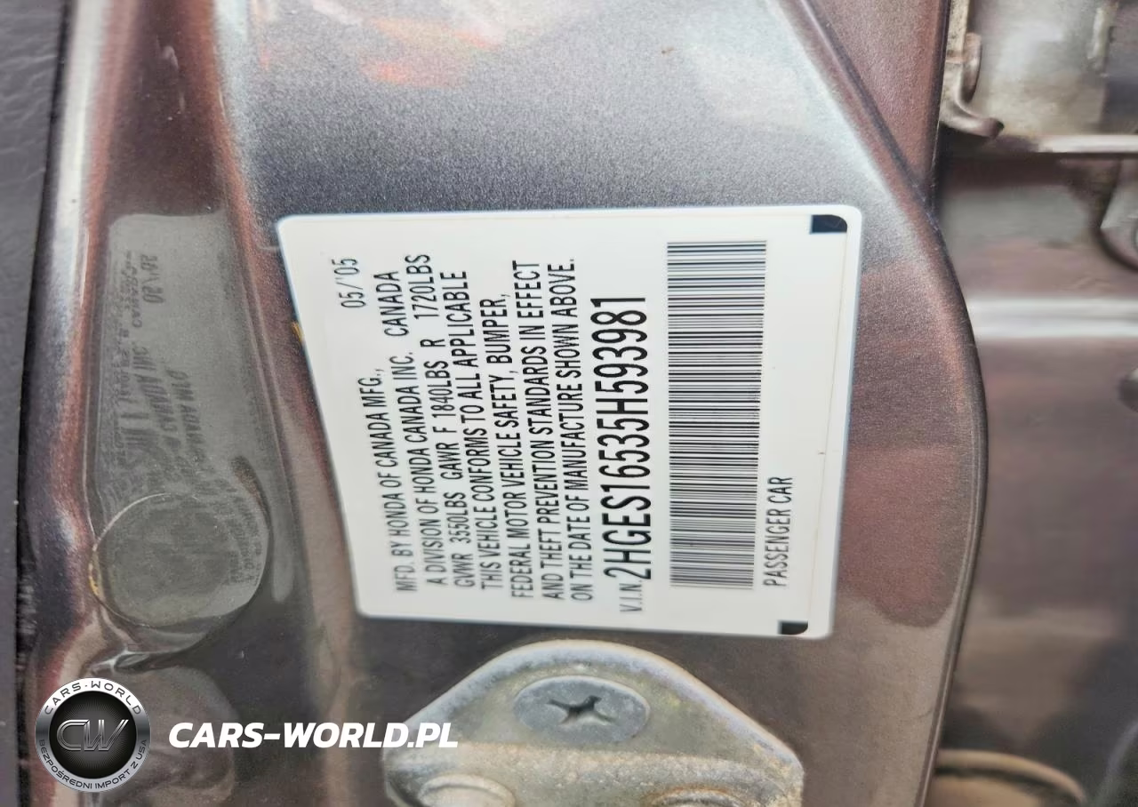 2005 Honda Civic VIN:2HGES16535H593981 - 12