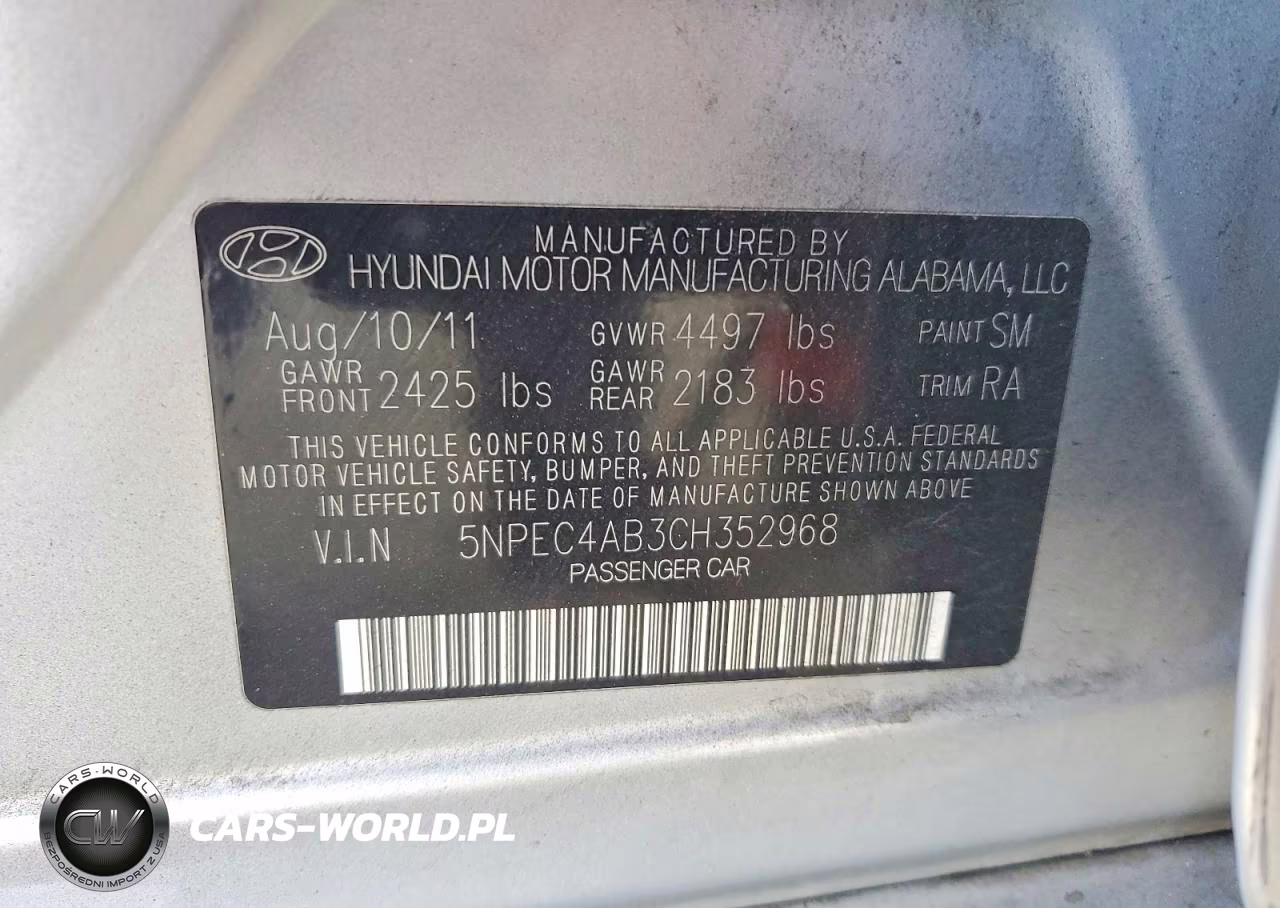 2012 Hyundai Sonata Se 2.0T VIN:5NPEC4AB3CH352968 - 13