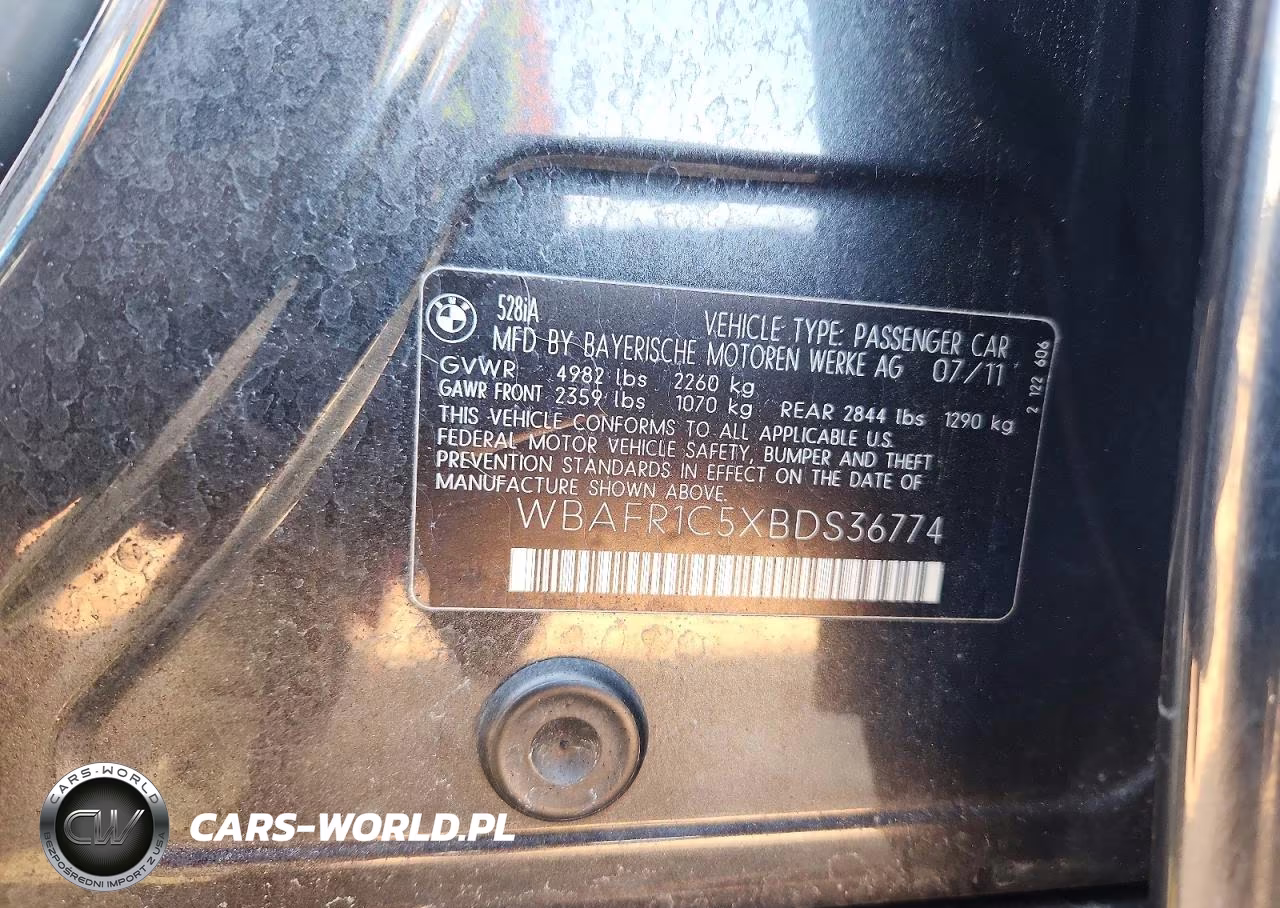 2011 BMW 528 I VIN:WBAFR1C5XBDS36774 - 12
