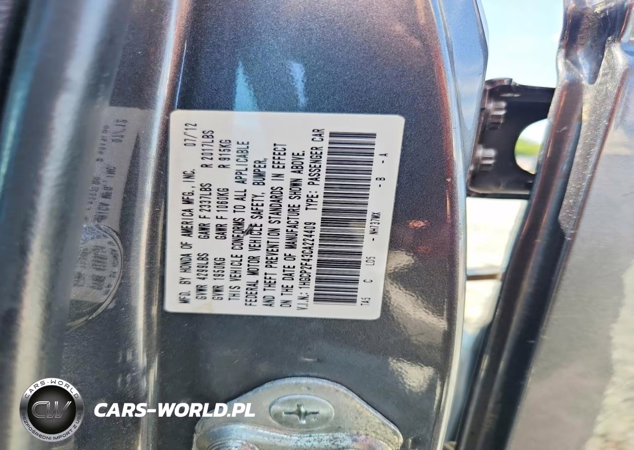 2012 Honda Accord Lxp VIN:1HGCP2F43CA224409 - 12