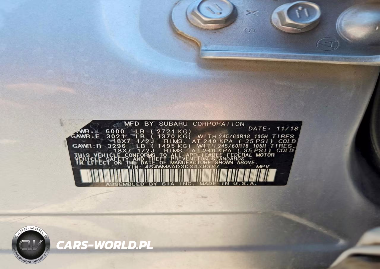 2019 Subaru Ascent VIN:4S4WMAAD3K3439387 - 13