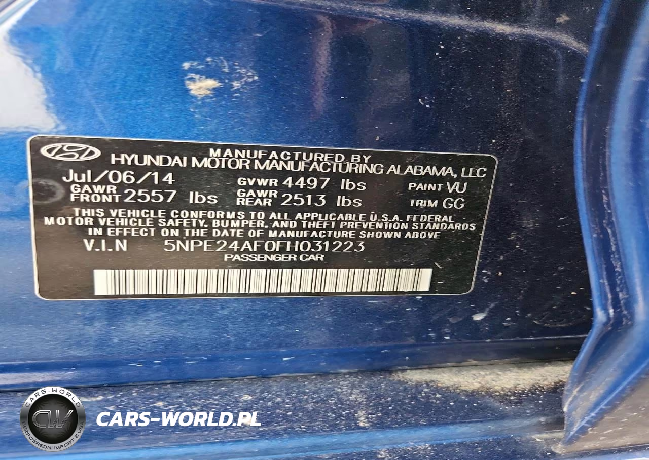 2015 Hyundai Sonata Se VIN:5NPE24AF0FH031223 - 12