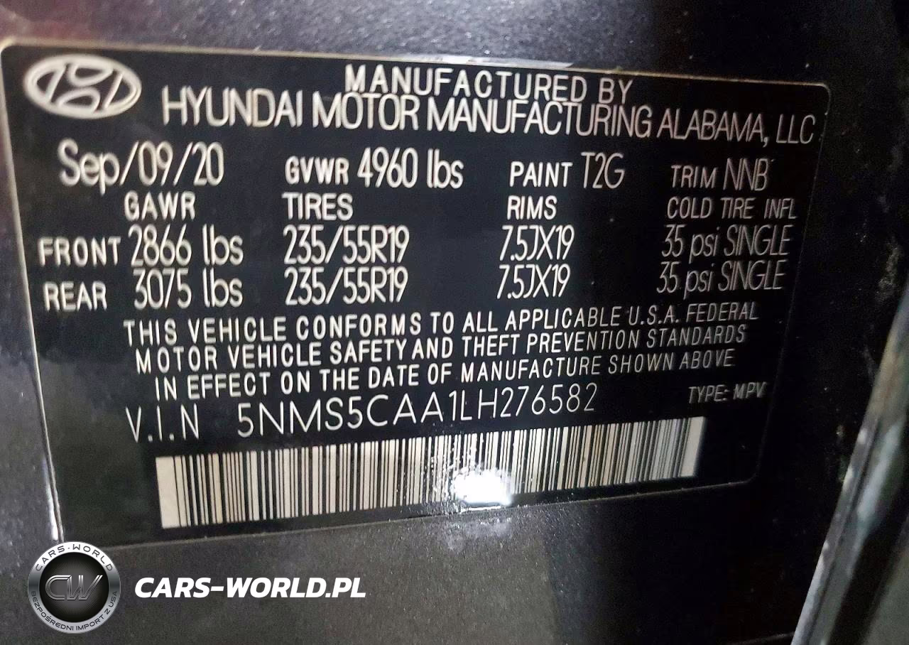 2020 Hyundai Santa Fe Limited 2.0T VIN:5NMS5CAA1LH276582 - 14