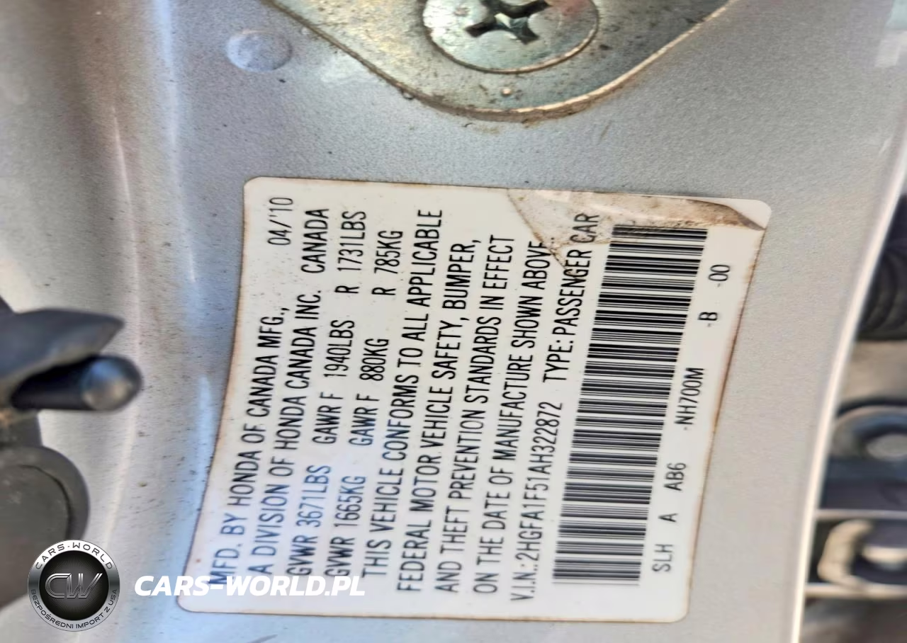 2010 Honda Civic Lx VIN:2HGFA1F51AH322872 - 12