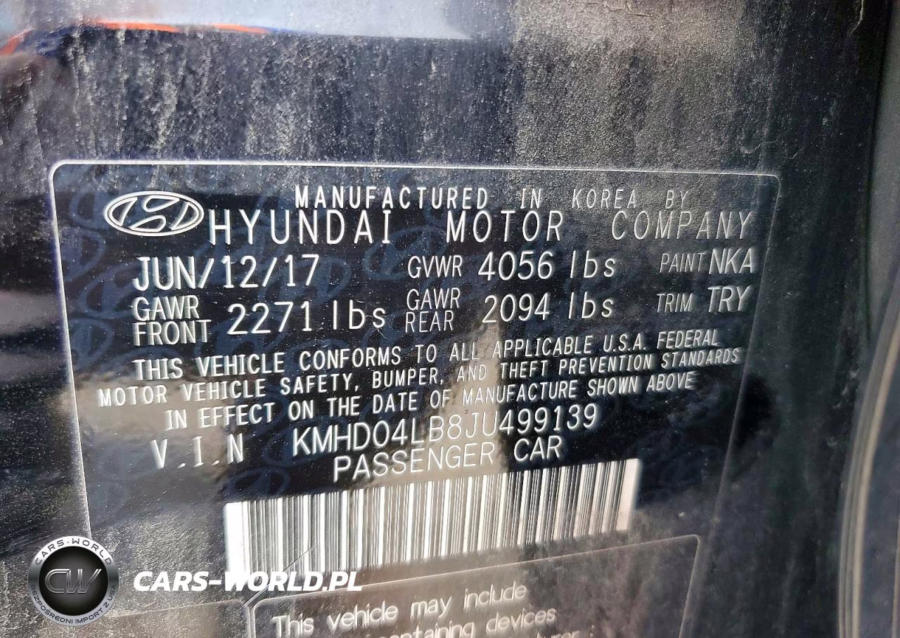 2018 Hyundai Elantra Sport VIN:KMHD04LB8JU499139 - 12