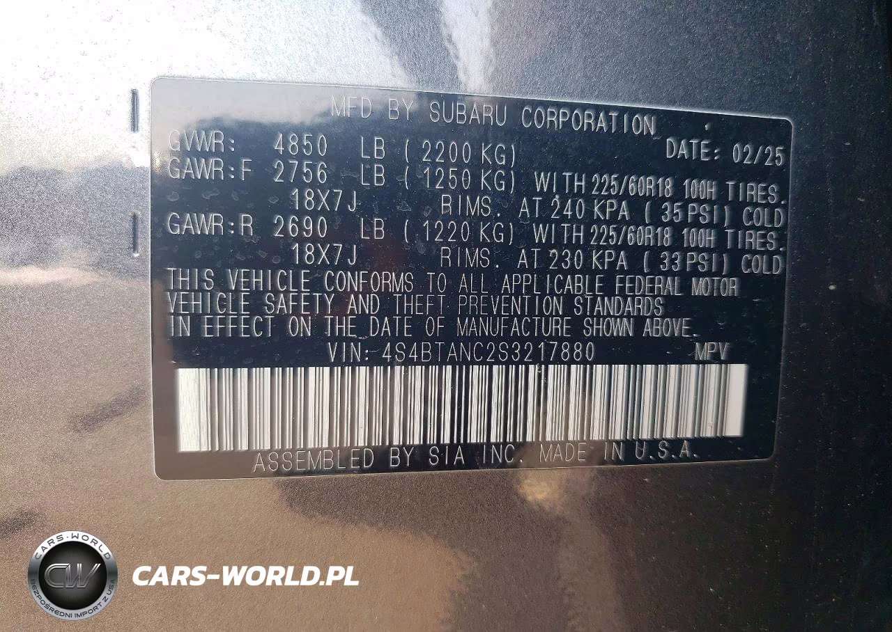 2025 Subaru Outback Limited VIN:4S4BTANC2S3217880 - 13