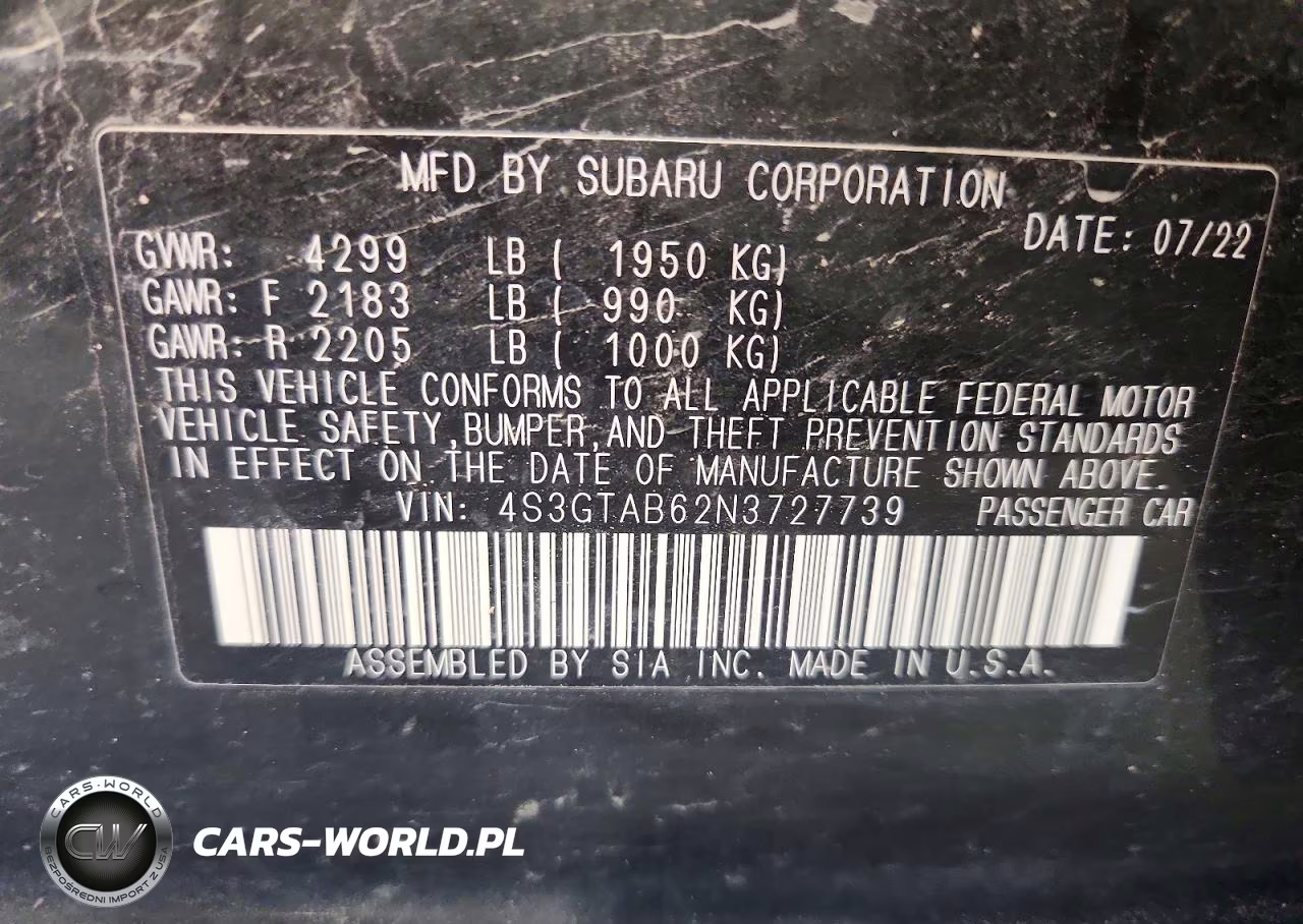 2022 Subaru Impreza VIN:4S3GTAB62N3727739 - 12