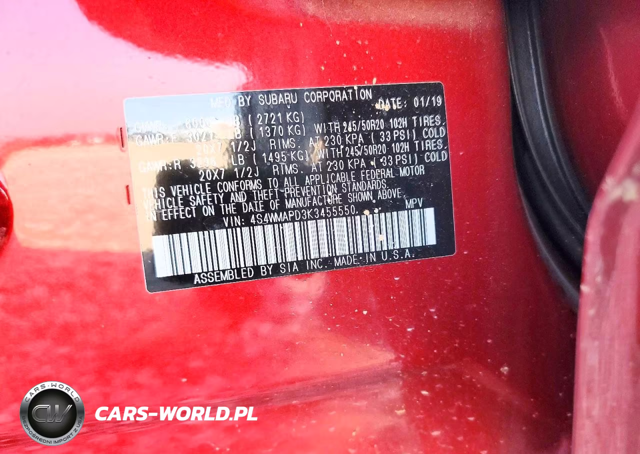 2019 Subaru Ascent Limited VIN:4S4WMAPD3K3455550 - 14