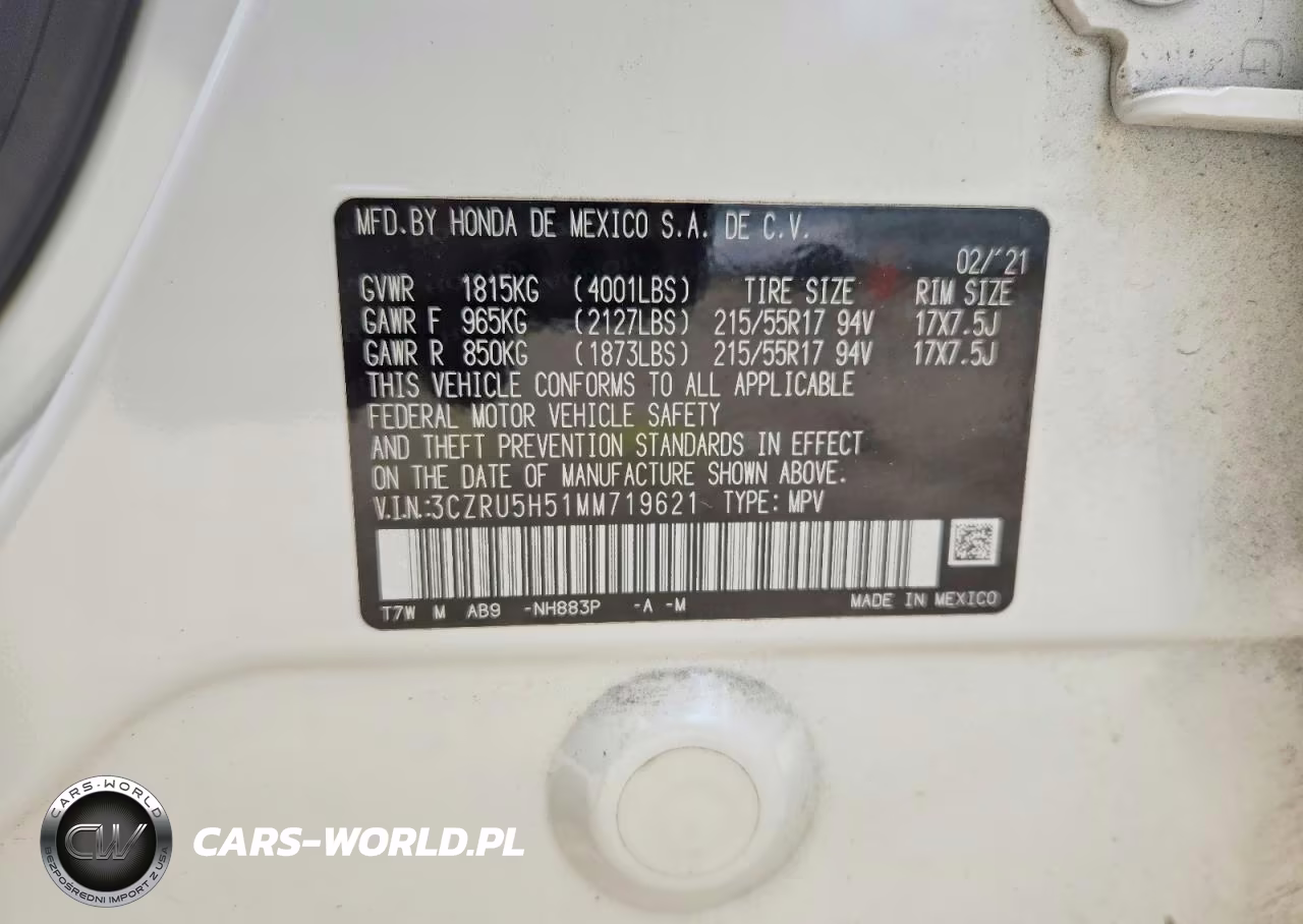 2021 Honda Hr-V Ex VIN:3CZRU5H51MM719621 - 12