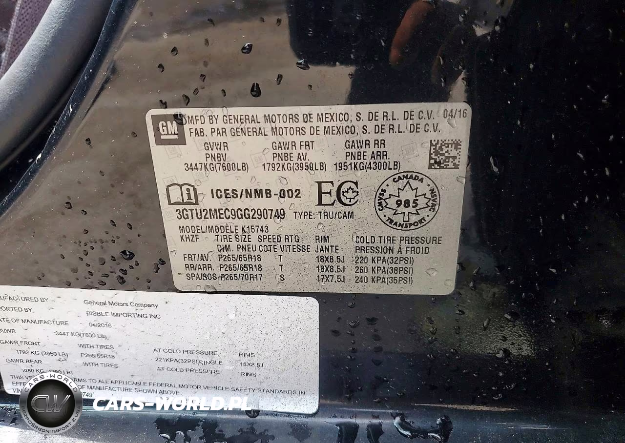 2016 GMC Sierra K1500 Sle VIN:3GTU2MEC9GG290749 - 12
