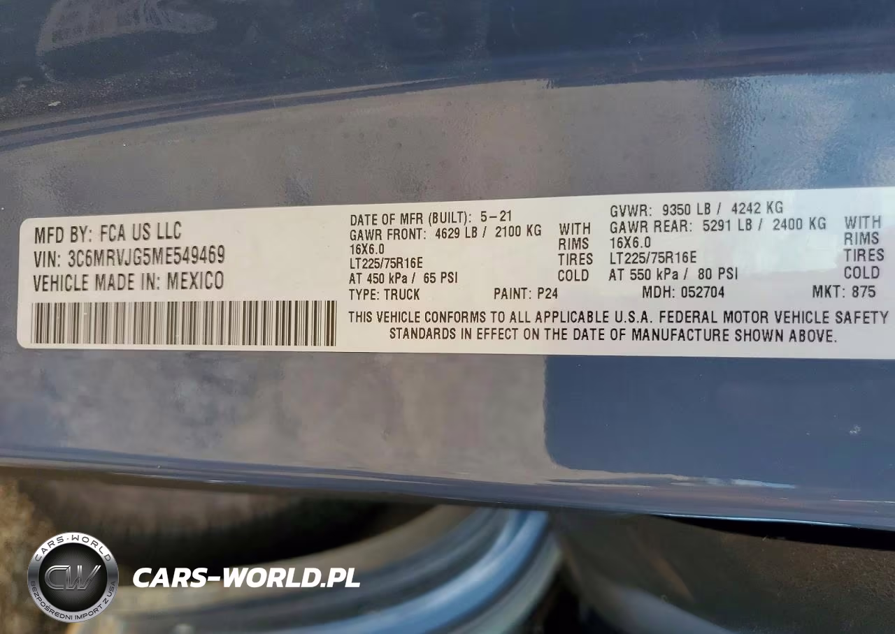 2021 Ram Promaster 3500 Delivery Van VIN:3C6MRVJG5ME549469 - 13